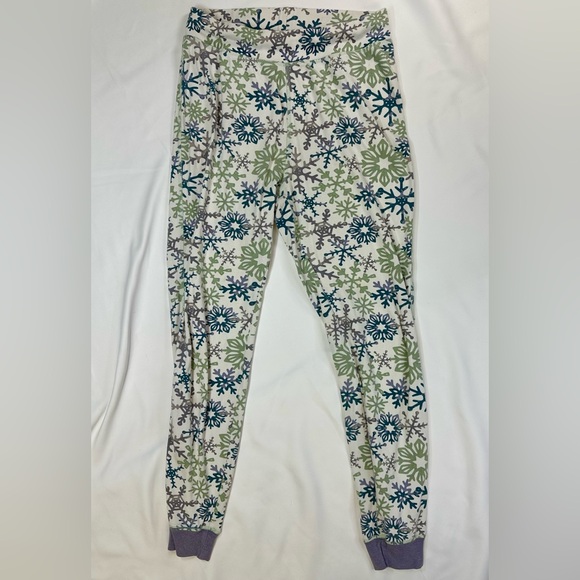 Pact Pajamas- Green and Purple Snowflakes, Lounge Jogger and Long sleeve Size M - Picture 4 of 5